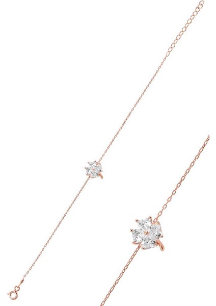 Gümüş Rose Zirkon Taşlı Yonca Modeli Üçlü Set fırsatları