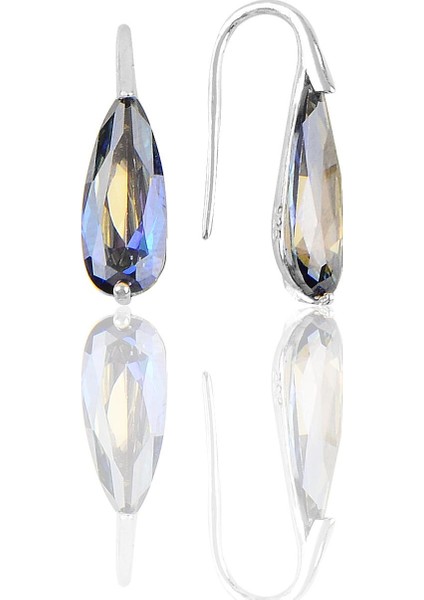 Gümüş Rodyumlu Mavi Mistik Taşlı Damla Kolye ve Küpe Ikili Gümüş Set modelleri