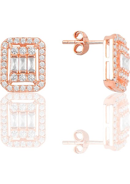 Gümüş Rose Baget Taşlı Kolye Küpe ve Bilezik Gümüş Set fırsatları