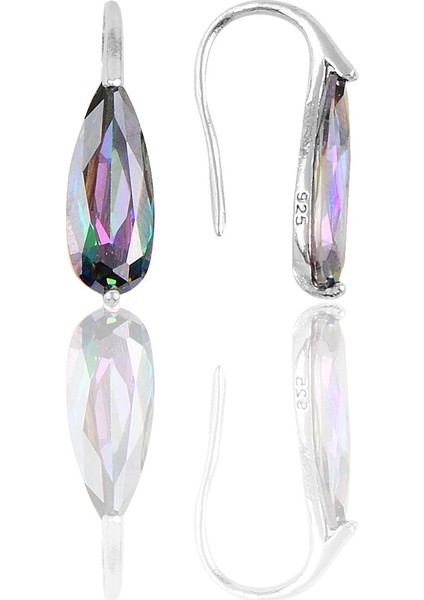 Gümüş Rodyumlu Mistik Taşlı Damla Kolye ve Küpe Ikili Gümüş Set modelleri