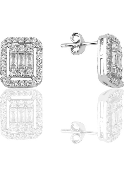 Gümüş Rodyumlu Baget Taşlı Kolye Küpe ve Bilezik Gümüş Set fırsatları