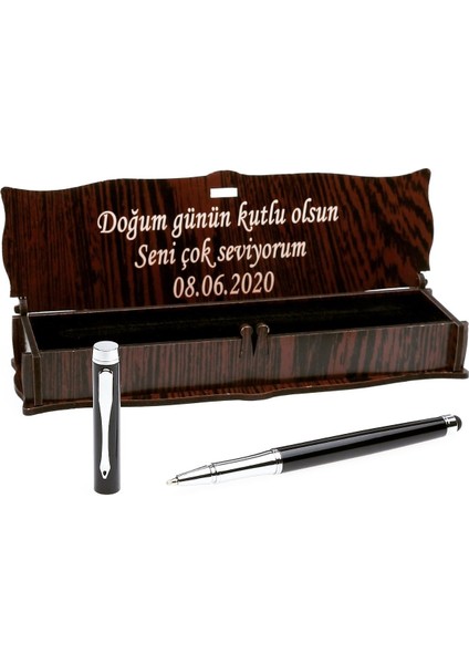 Kişiye Özel Ahşap Kutu + Roller Kalem