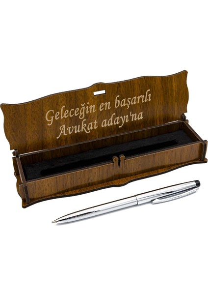 Tükenmez Kalem + Kişiye Özel Ahşap Kutu
