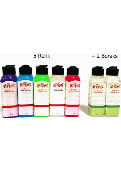 Slime Yapma Seti 140 ml 5 Renk + 2 Boraks - 7'li