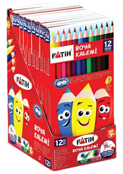 Kuru Boya 12'li Karton Kutu Renkli Kalem Seti Çocuklar İçin Eğlenceli Boyama