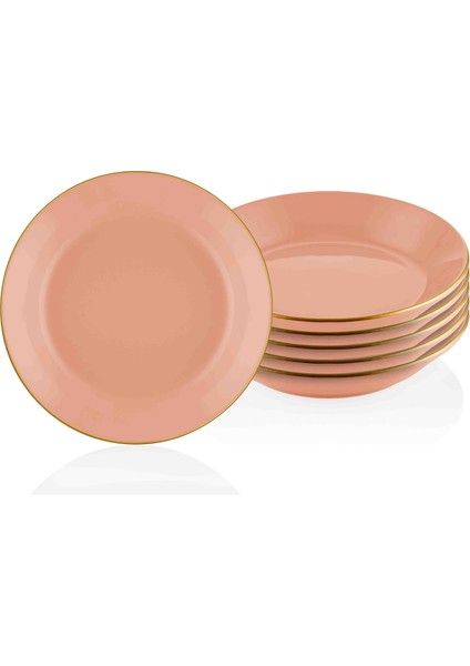 The Mia Basic Yemek Tabağı 6'lı Set Somon Pembe - 20 cm