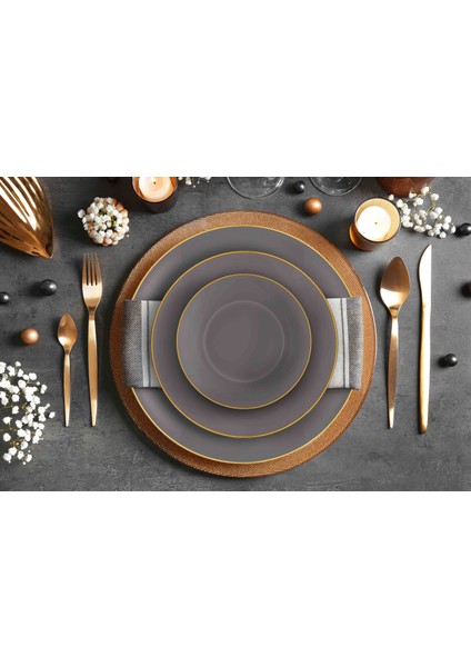 Basic Yemek Tabağı 6'lı Set Gri - 20 cm
