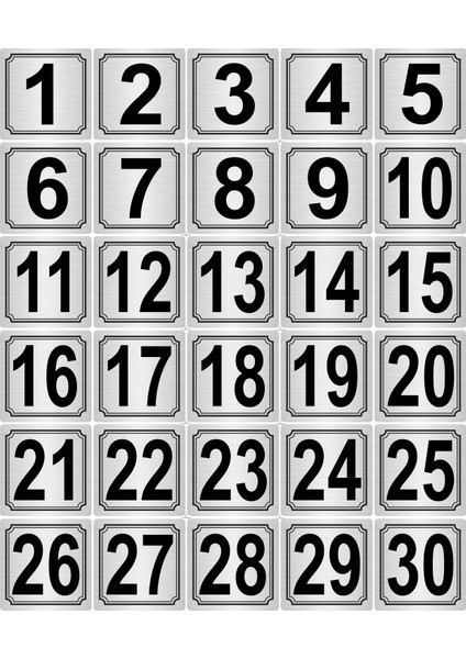 Metal Kapı Masa Dolap Numarası 30'lu Gümüş