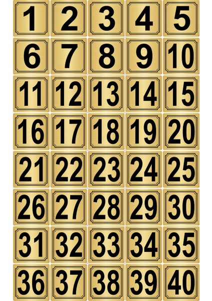 Metal Kapı Masa Dolap Numarası 40'lı Altın