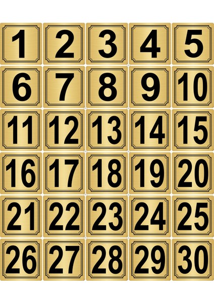 Metal Kapı Masa Dolap Numarası 30'lu Altın