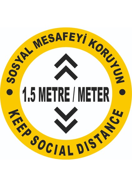 İndirim Mağazası Sosyal Mesafe Sticker Yuvarlak Yapışkanlı Yer Folyosu