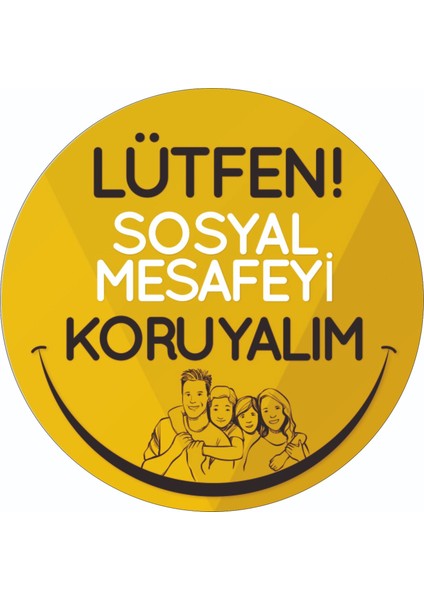 İndirim Mağazası Sosyal Mesafe Sticker Yuvarlak Yapışkanlı Yer Folyosu