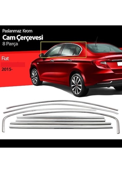 Fiat Egea Sedan/hb Krom Cam Çerçevesi 8 Parça 2015 ve Sonrası