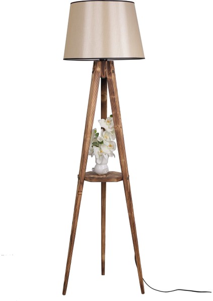 Sehbalı Tripod Yanık Lambader Pramit 15-3 Abajurlu