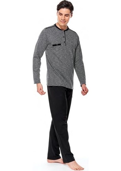 Çift Kaplan 8567 Jakarlı Patlı Uzun Kol Erkek Pijama Takım