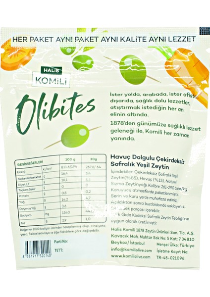 Olibites Havuç Dolgulu Yeşil Zeytin 15 x 30g