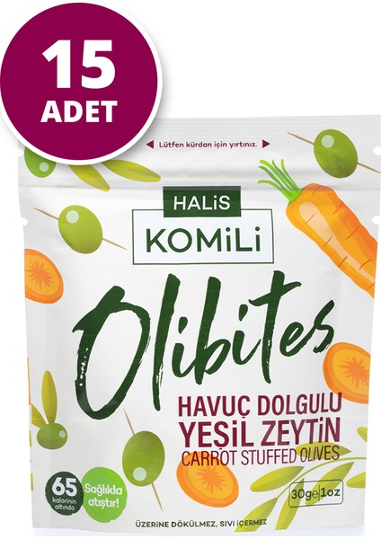 Olibites Havuç Dolgulu Yeşil Zeytin 15 x 30g