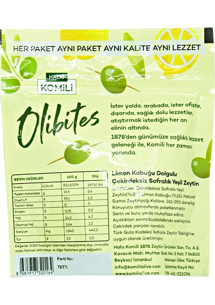 Olibites Limon Dolgulu Yeşil Zeytin 8 x 30g fiyatları