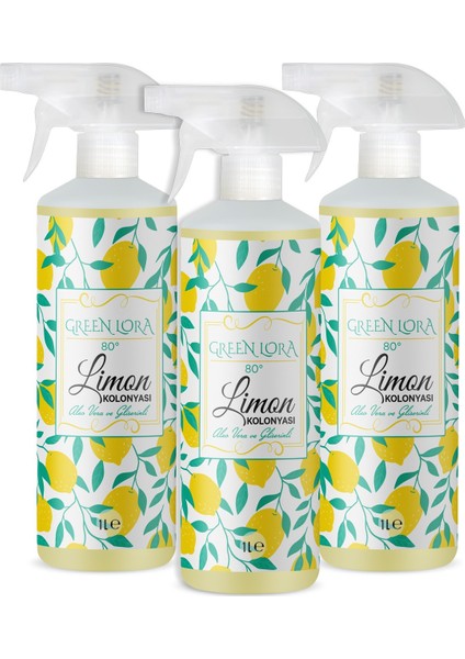 Limon Kolonyası 80° Aloe Vera ve Gliserinli 3x1lt