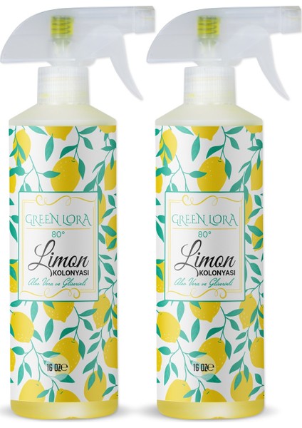 Limon Kolonyası 80° Aleo Vera ve Gliserinli 16 Oz 2'li