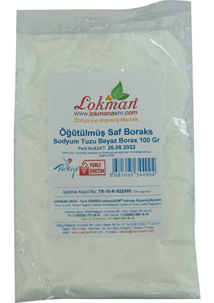 Öğütülmüş Saf Boraks Sodyum Tuzu Beyaz Borax 100 gr