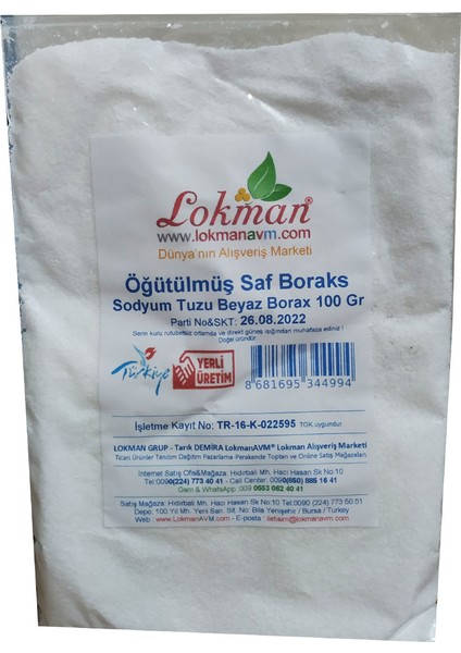 Öğütülmüş Saf Boraks Sodyum Tuzu Beyaz Borax 100 gr