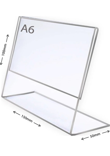 Display Malzeme Dm A6 L Tipi Yatay Masa Üstü Şefaf Pleksi Föylük