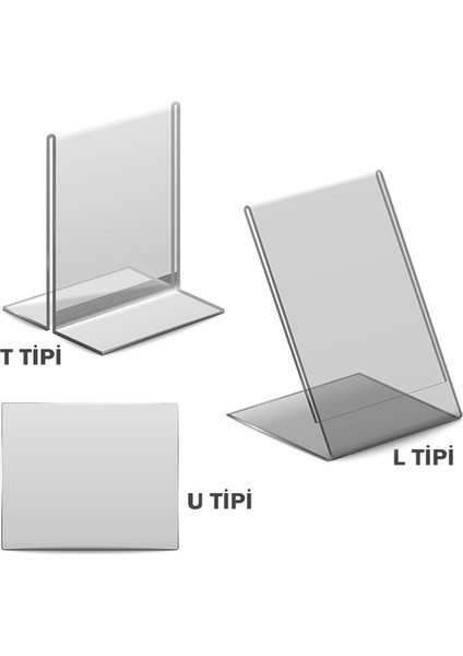 Display Malzeme Dm A6 U Tipi Dikey Masa Üstü Şefaf Pleksi Föylük