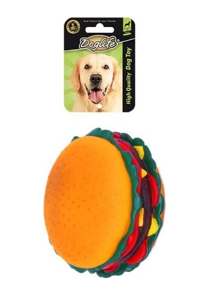 Yumuşak Plastik Duble Hamburger Köpek Oyuncağı