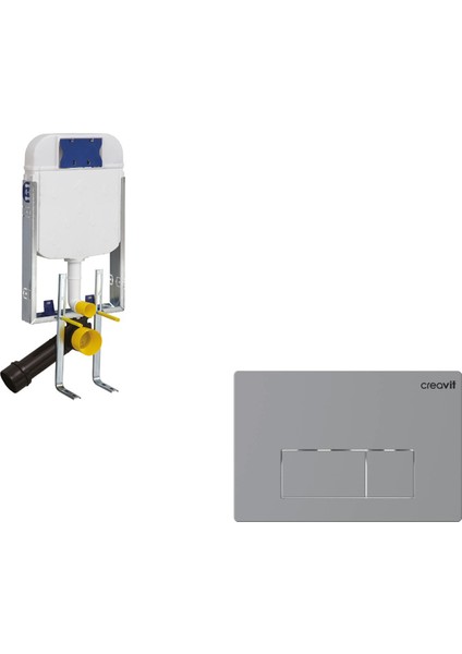 GR5001 Gömme Rezervuar+Creavit GP8002 Arc Mat Gri Kumanda Paneli