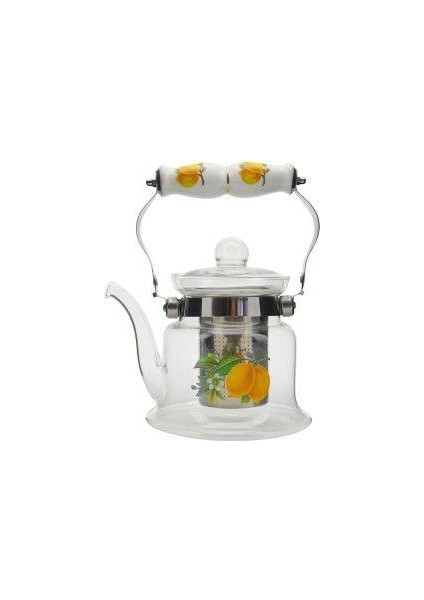 Isıya Dayanıklı Cam Demlik Porselen Saplı 600 Ml.