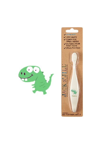 Jack N'jill Bebek Diş Macunu Diş Fırçası Set( Dino Fırça- Frenküzümü Aromalı Macun