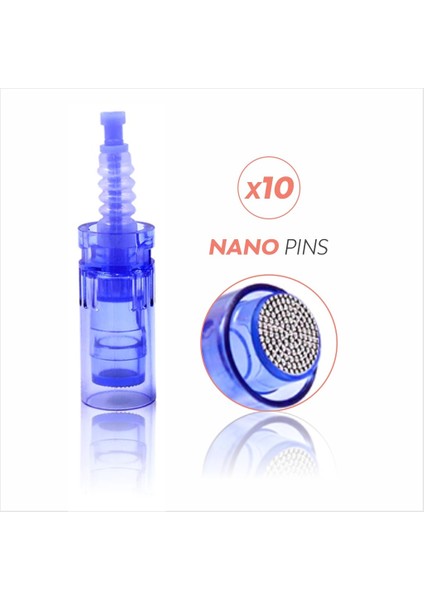 Dermapen Iğnesi - Mavi Nano Kartuş - 10 Adet Dr.pen Ultıma A6, A1 Cihazlara Uyumlu