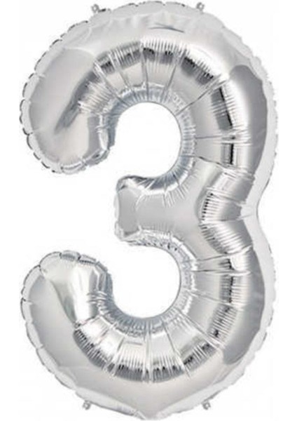 16 Inc 36 cm Folyo Balon 3 Rakam Gümüş