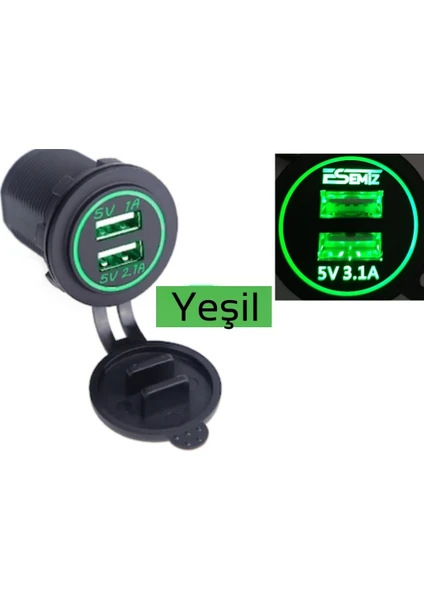 12-32 Volt Araç USB Çift Portu