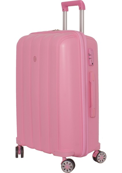 Lüx Kırılmaz Pembe Büyük Boy Pp Valiz - V305 fiyatları
