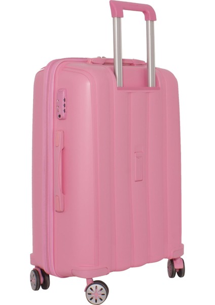 Lüx Kırılmaz Pembe Büyük Boy Pp Valiz - V305 modelleri