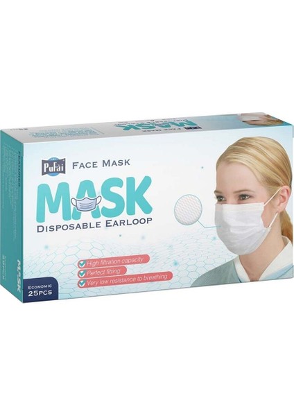 Tek Kullanımlık Full Ultrasonik Cerrahi Maske 3 Katlı Burun Telli 75 Adet 3 Kutu