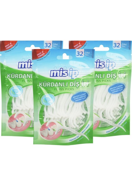 Floss Picks Kürdanlı Diş Ipi 3 Adet