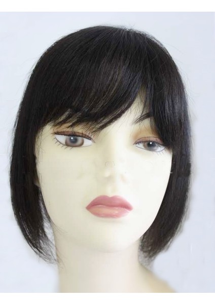 Doğal Saç Siyah Perçem Tepelik Kahkül