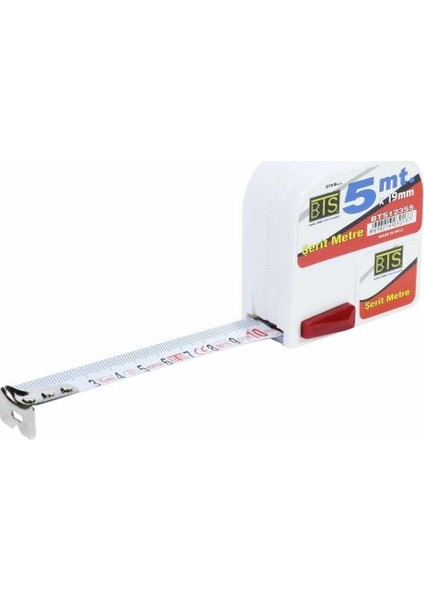 12355 Şerit Metre Beyaz Stoplu 5 M x 19 mm