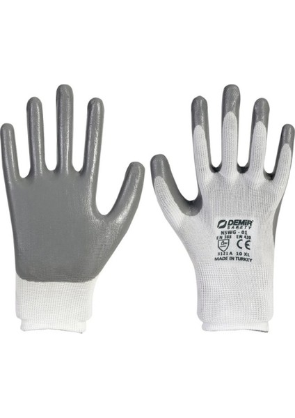 Nitril Eldiven Gri Beyaz 10-Xl