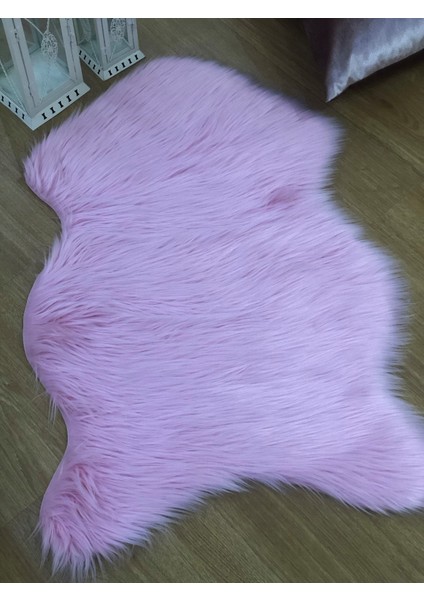 Yüksek Kalite Akrilik Koyun Post Halı Süet Taban Pembe Renk