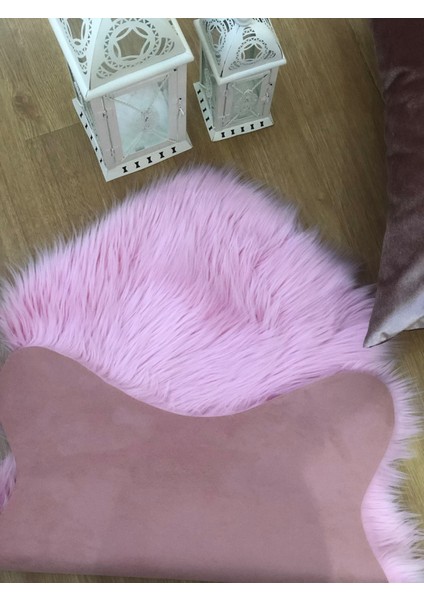 Yüksek Kalite Akrilik Koyun Post Halı Süet Taban Pembe Renk