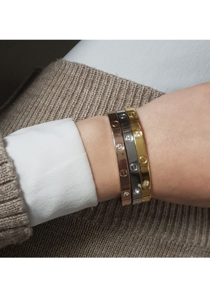 Kararmaz Kartier Kombin Çelik Bileklik