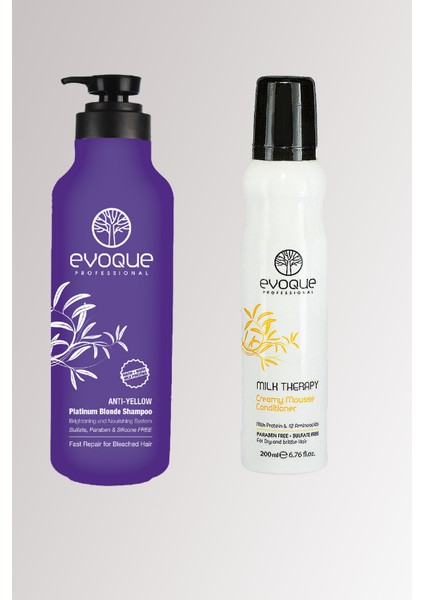 Professional Anti-Yellow Silver Şampuan 1000 ml +Evoque Milk Therapy Bakım Köpüğü