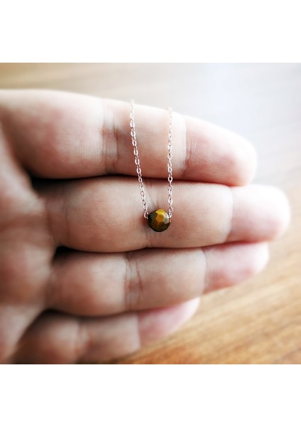 Rose Altın Kaplan Gözü Doğal Taşlı Kolye fiyatları