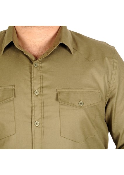 Erkek Gömlek Ukol Gabardin Çift Cep 20360 Haki fırsatları