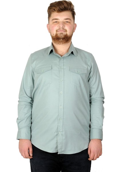 Büyük Beden Erkek Gömlek Gabardin 20360 Su Yeşili