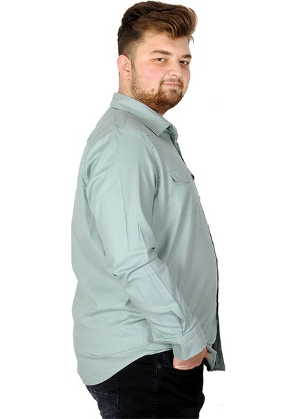 Büyük Beden Erkek Gömlek Gabardin 20360 Su Yeşili modelleri